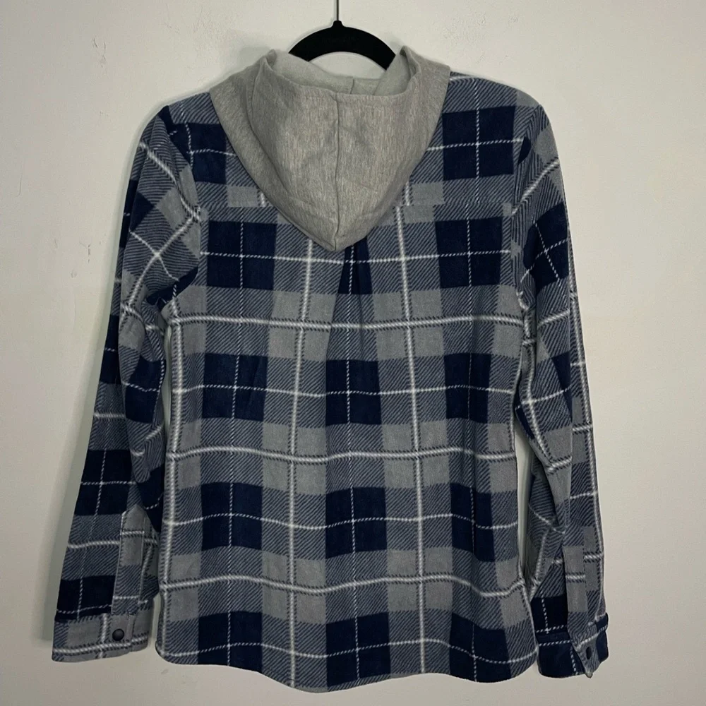 The Black Dog Kids Unisex Microfleece Plaid Flannel Hooded Shacket NWT
